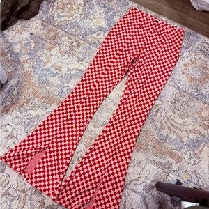 SO Red and White Checkered Flare Pants